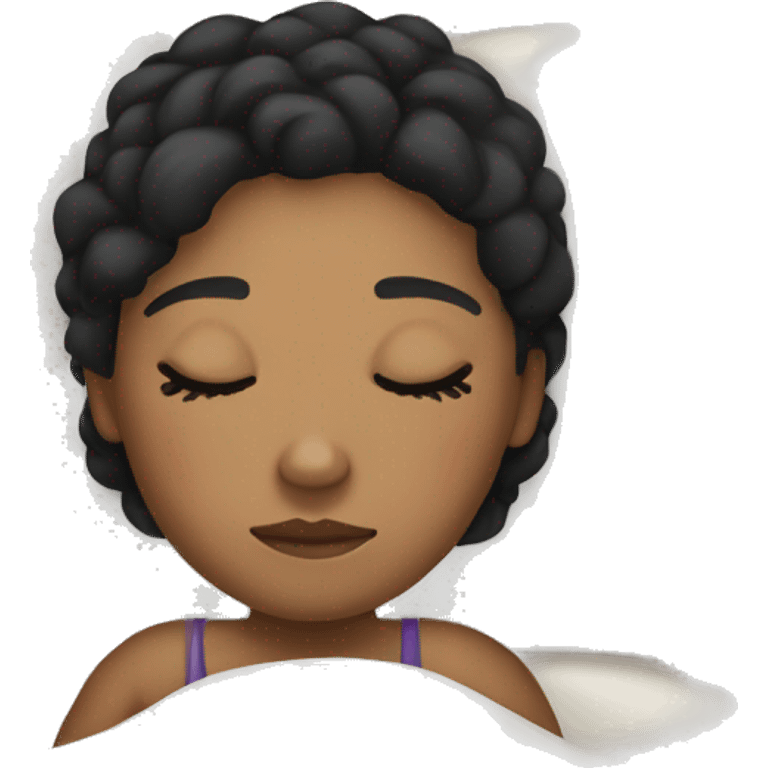 Black haired light skin woman sleeping emoji