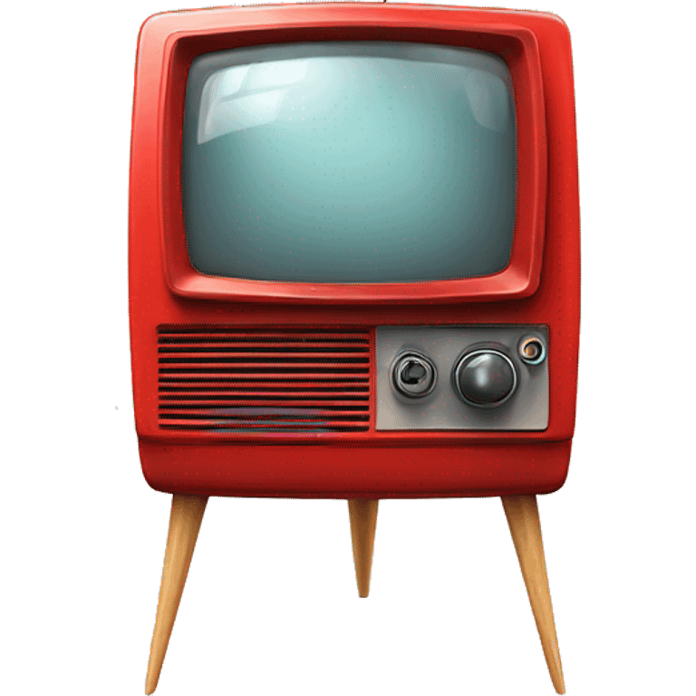 Realistic red retro TV set isolated  emoji