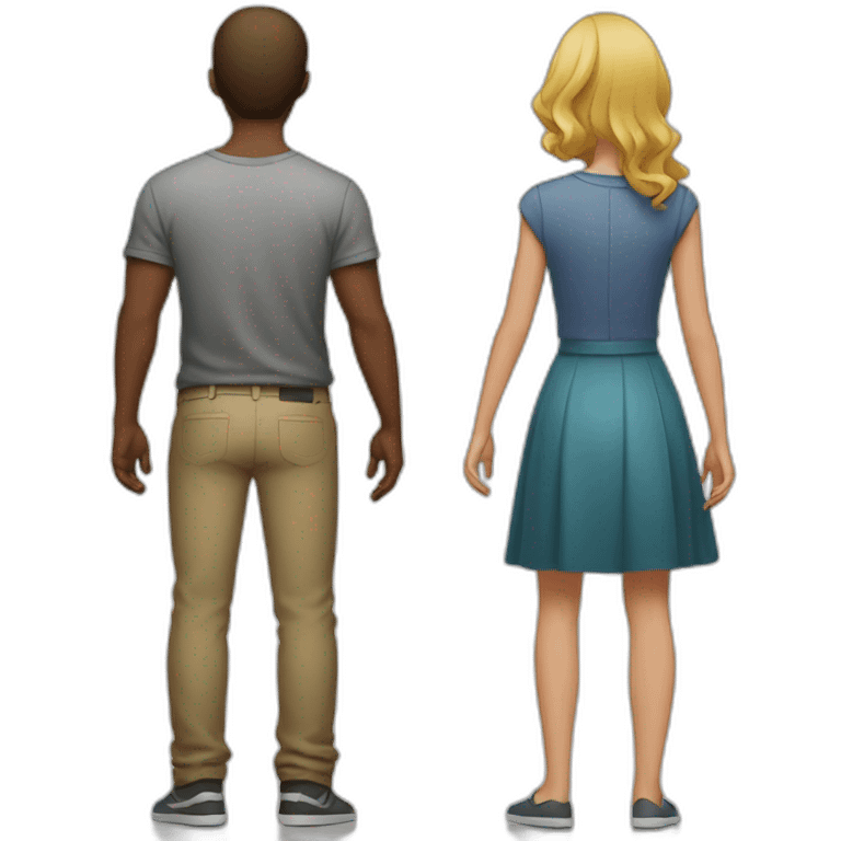 Guy and girl standing back to back  emoji