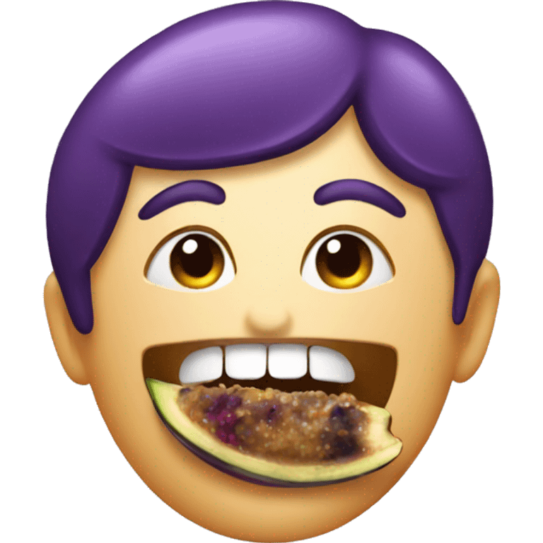 Face that is eating aubergine  emoji