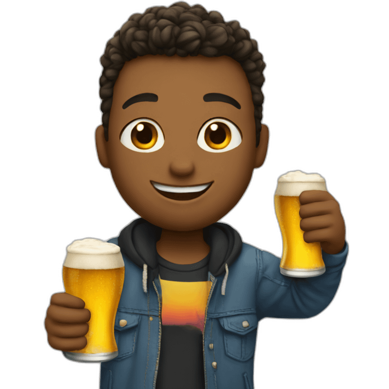 A skater with a beer in hand emoji