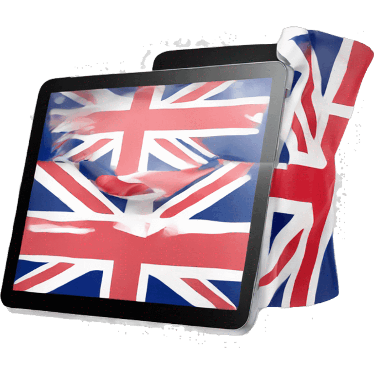 iPad tablet with English flag emoji