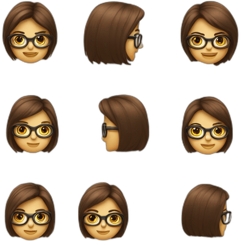 Fille a lunettes cheveux bruns au carré emoji