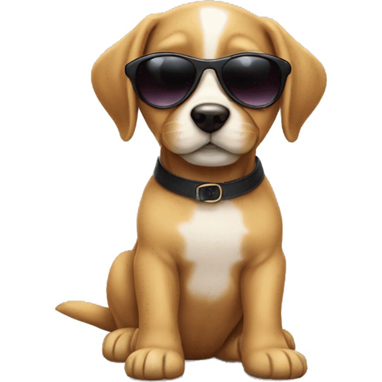 Puppy with sunglasses cute emoji