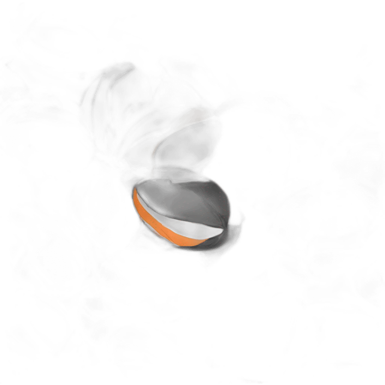 black white and orange rugby ball emoji