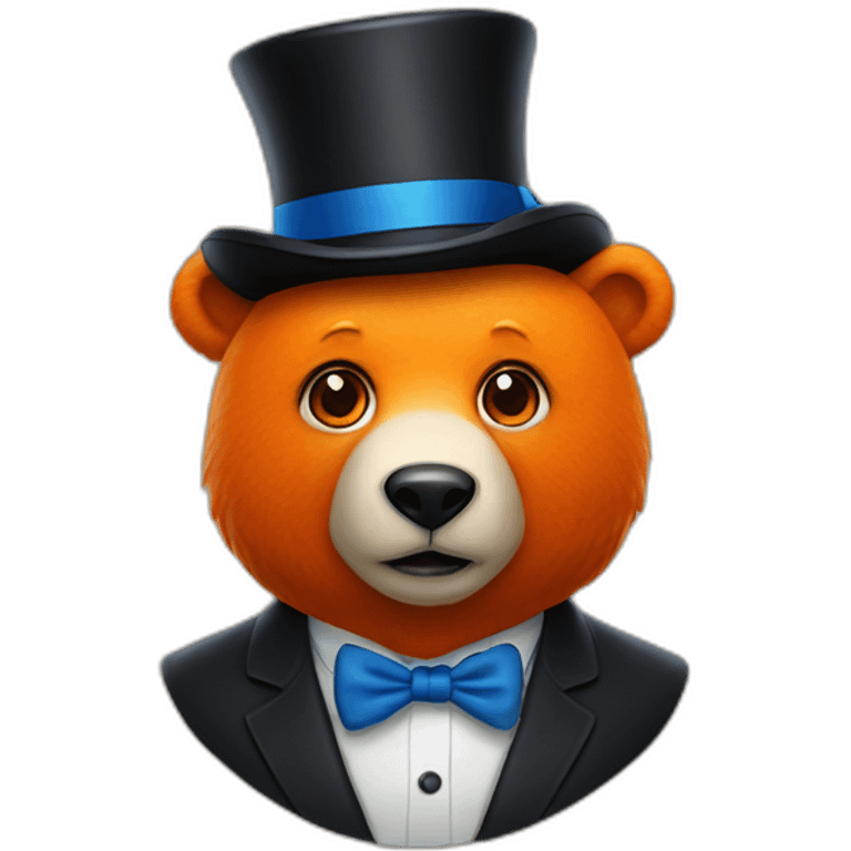 orange bear with tiny black top hat and blue eyeleiner emoji