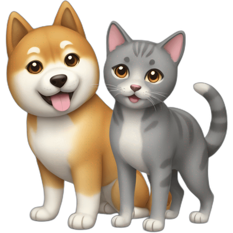 Shiba and gray cat emoji