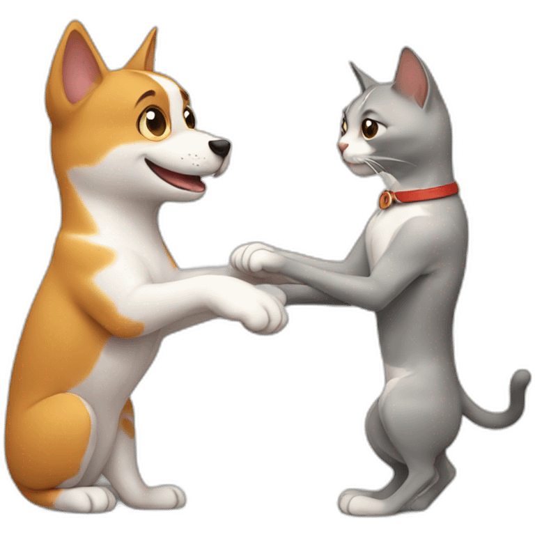 cat handshaking with dog emoji