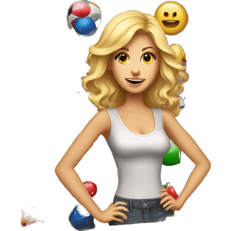 blonde woman and slots games emoji