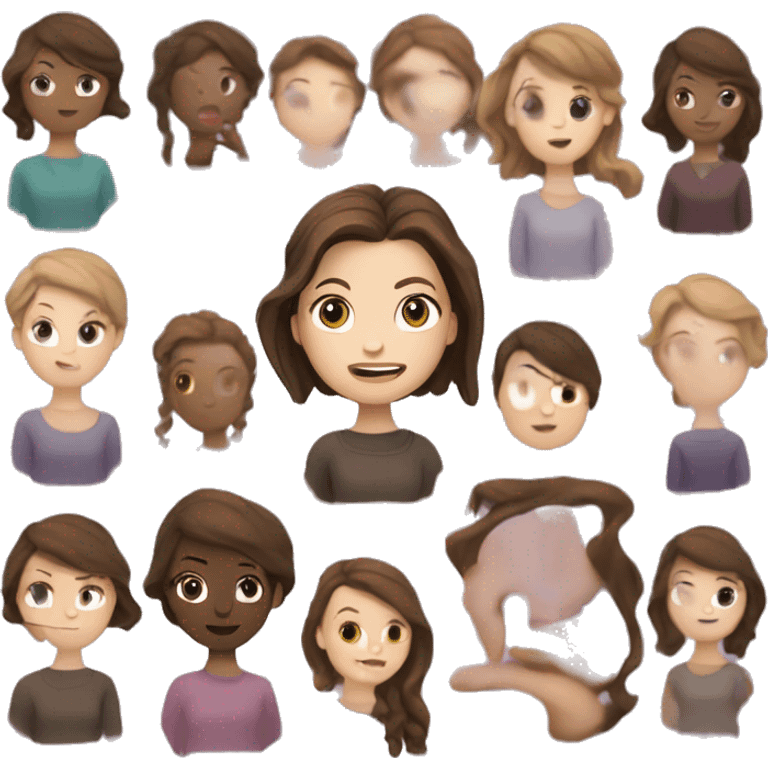 A white girl with brown hair is speaking to 🎤, creating a podcast emoji