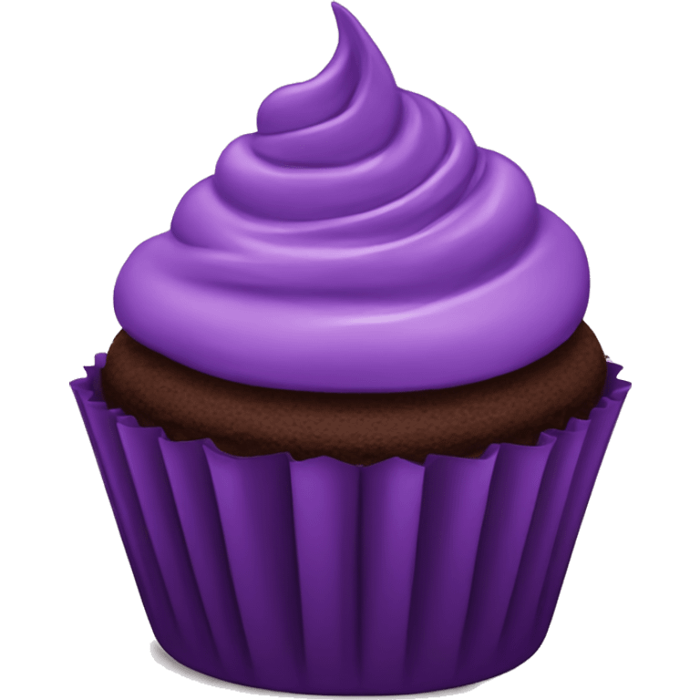 Chocolate cupcake with purple cream emoji