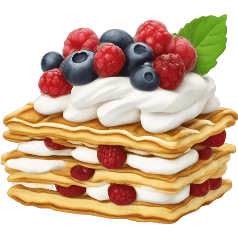 Mille feuille with berries and whipped cream  emoji