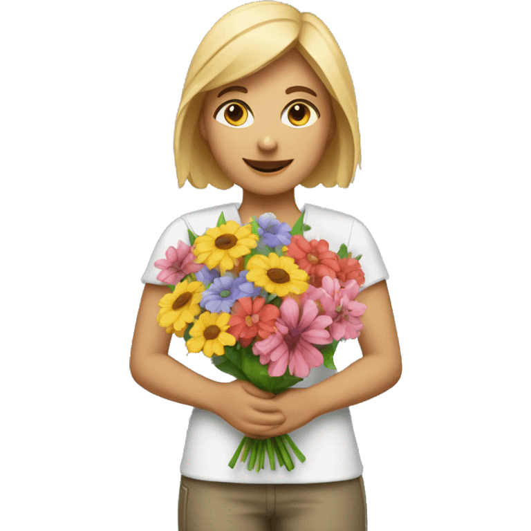 A bouquet of flowers in the hands of a florist (woman) emoji