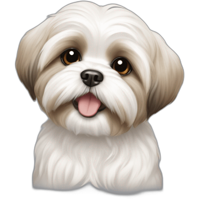 happy Maltese shih tzu puppy white beige emoji