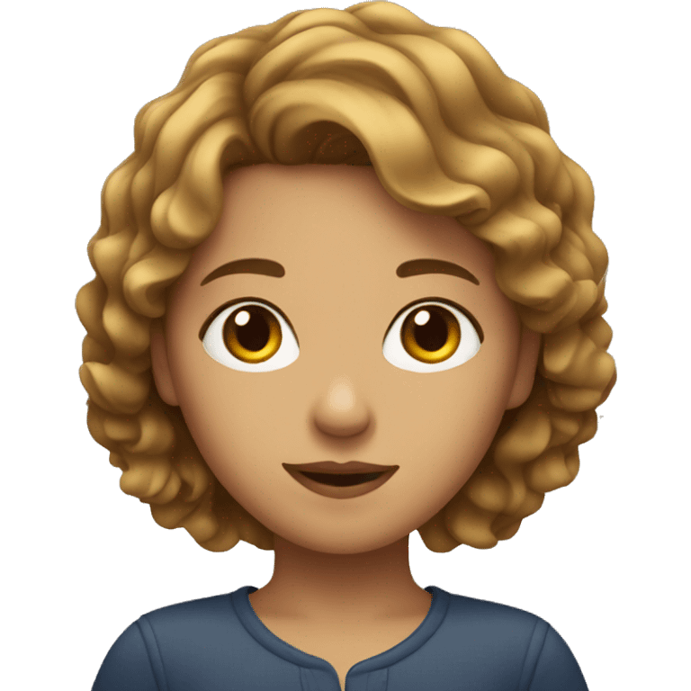 Girl with short brown wavy hair  emoji