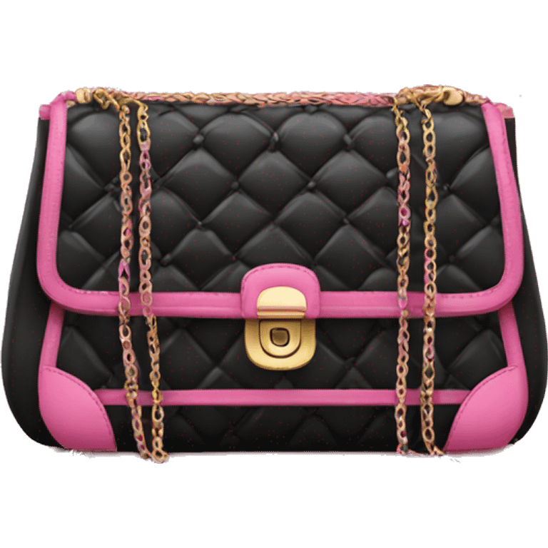 Realistic black and pink luxury hand bag isolated.  emoji