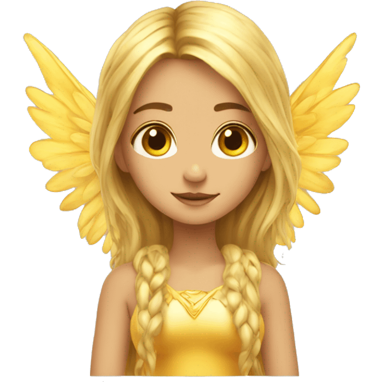 big wings, sun, gold, Beautiful, fairy, long hair emoji