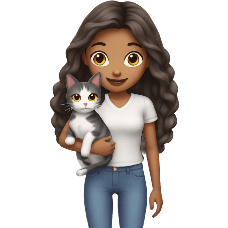 Girl with cat emoji