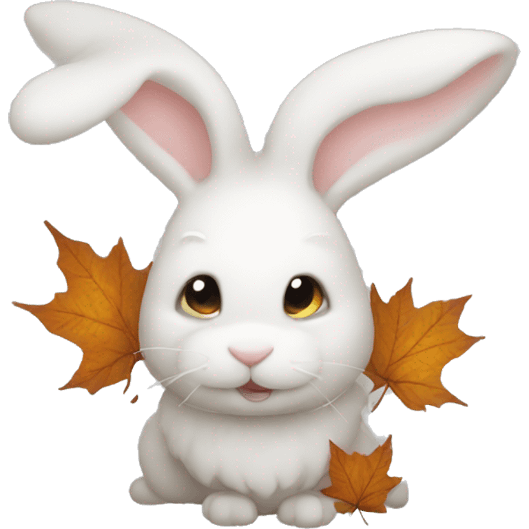 autumn cozy white rabbit emoji