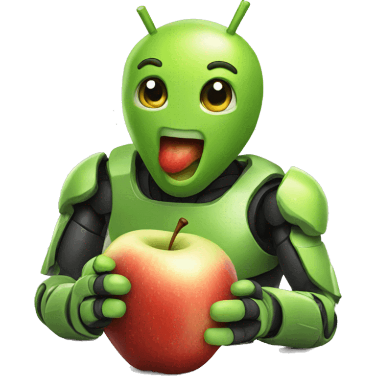 Android eating a apple emoji