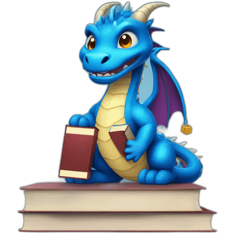 Blue Dragon with Books emoji