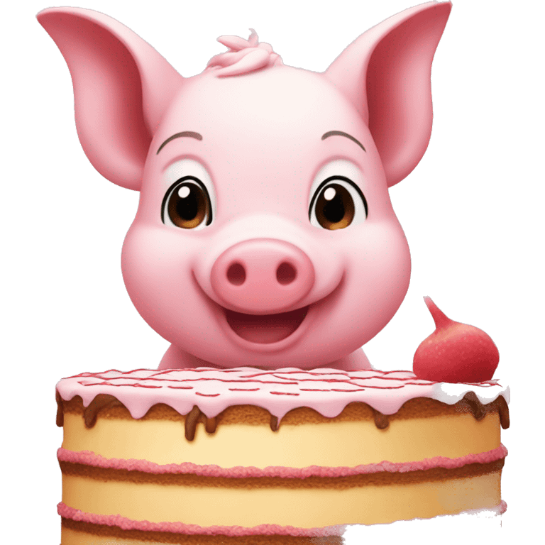 The piglet is eating a cake emoji