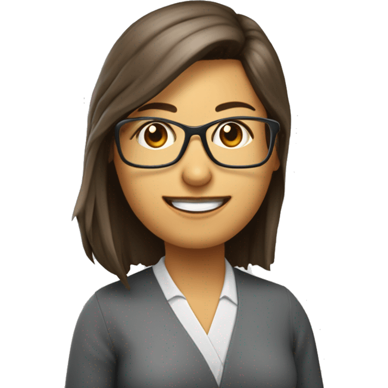 Profesora de matemáticas con gafas y calculadora, pelo castaño  emoji