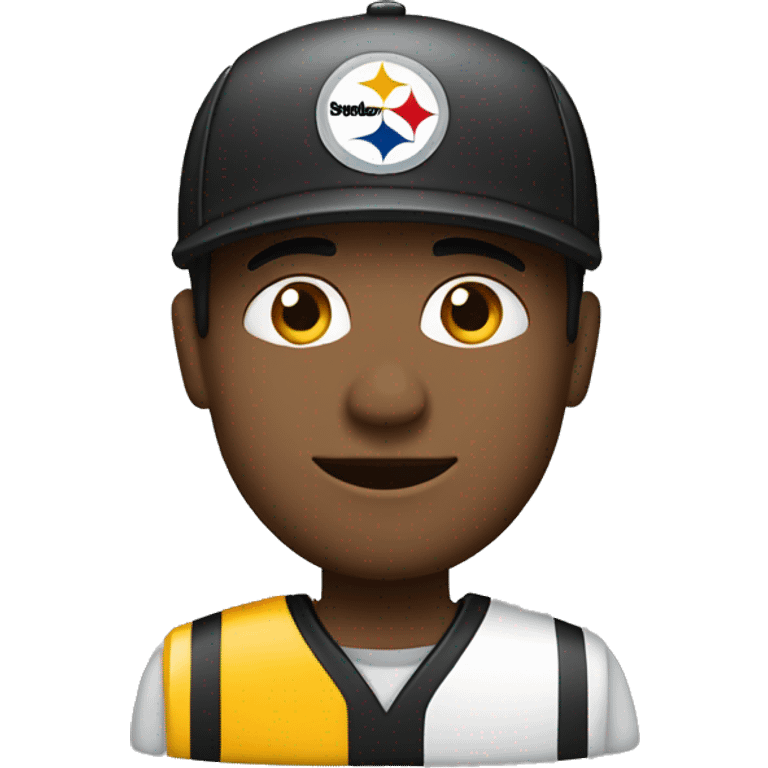 White Industrial worker wearing Pittsburgh Steelers hat emoji