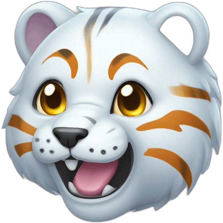 a cute but spooky translucent ghost tiger emoji emoji