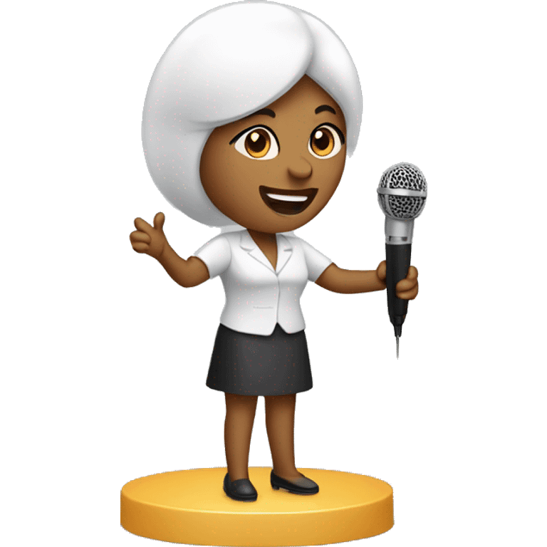 Seller woman with handless microphone emoji