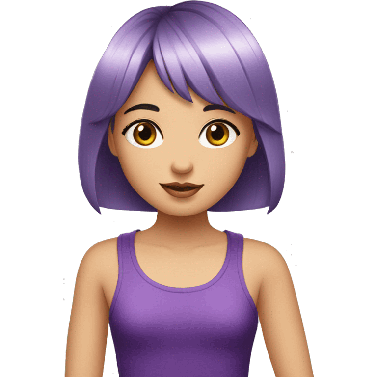 young girl, {{PURPLE eyes}}, black bob haircut, fair skin emoji