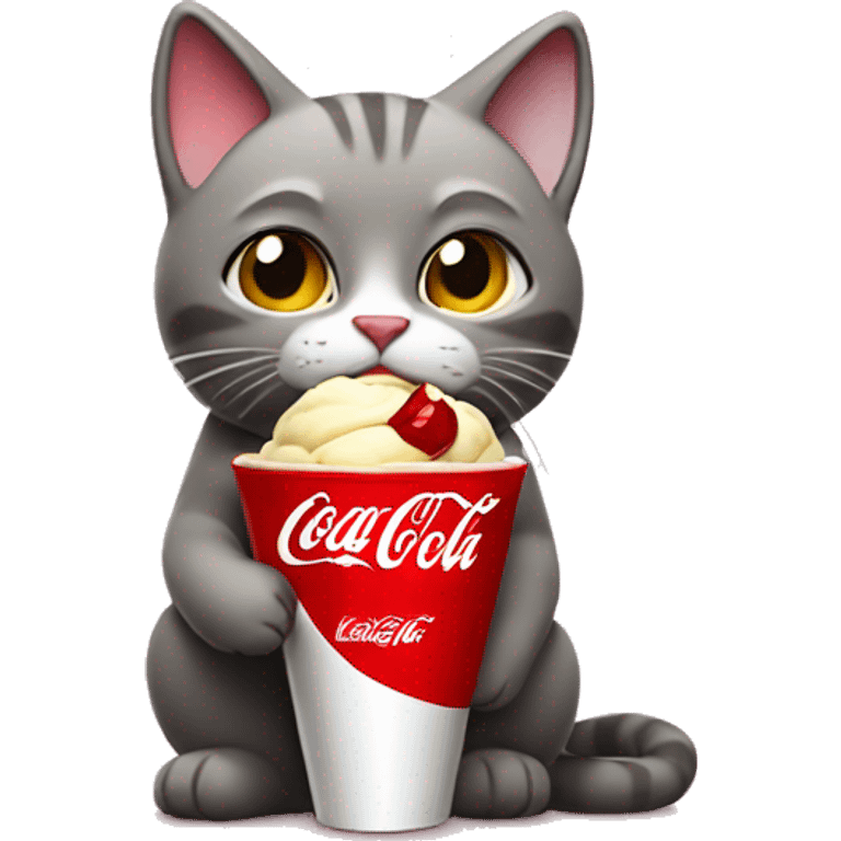 Cat drinking coca cola ice cream emoji