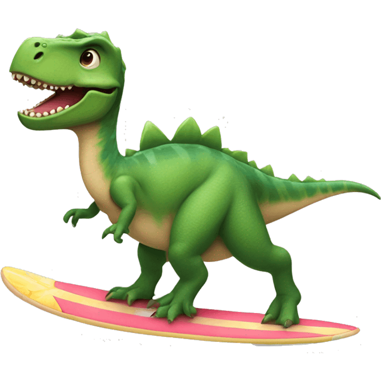 Dinosaur wearing a tutu riding a surfboard emoji