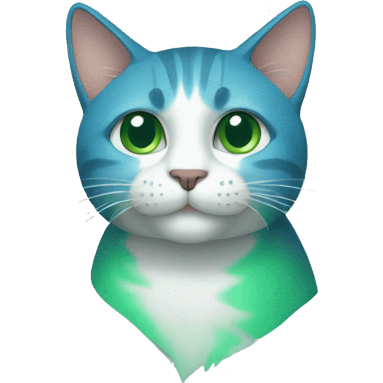 Cat blue and green emoji