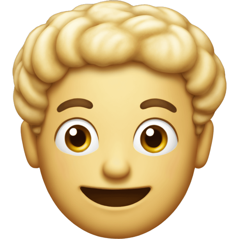 This emoji depicts a pasticciotto, a traditional A pulian pastry, with a happy facial expression.  emoji