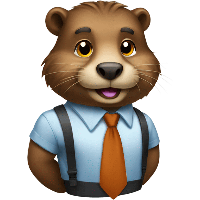 Make an emoji with a reliable look like an animal beaver wearing a shirt and being a business professional emoji