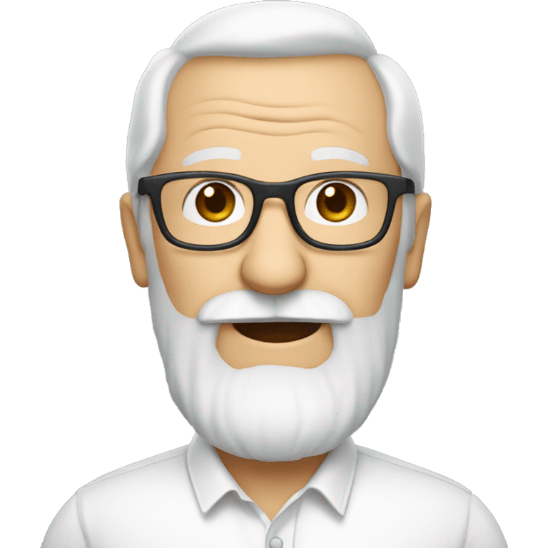 White old man with long white beard and glasses and white shirt emoji