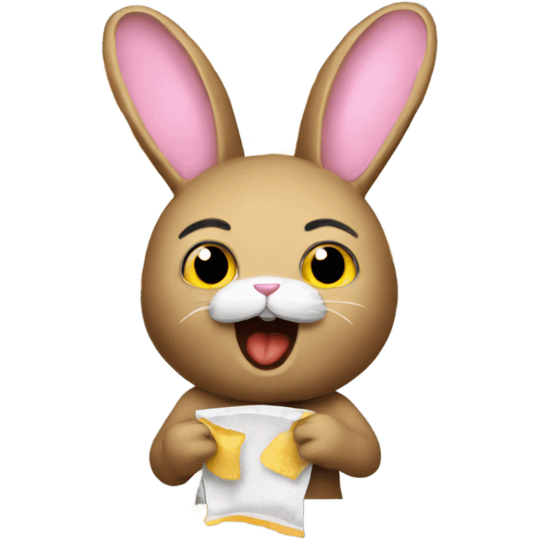 Rabbit eating chips emoji