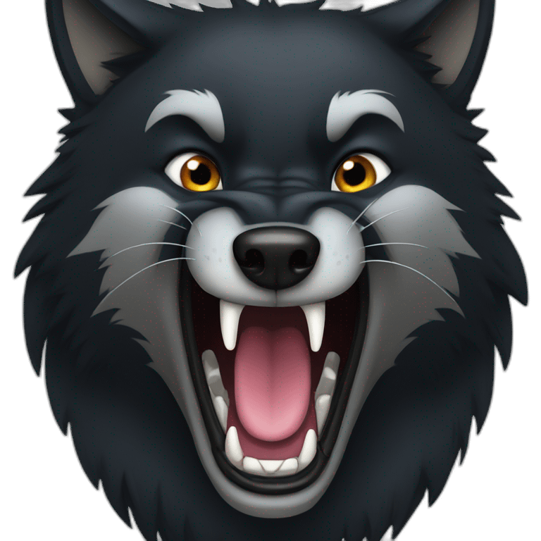 Black wolf growling  emoji