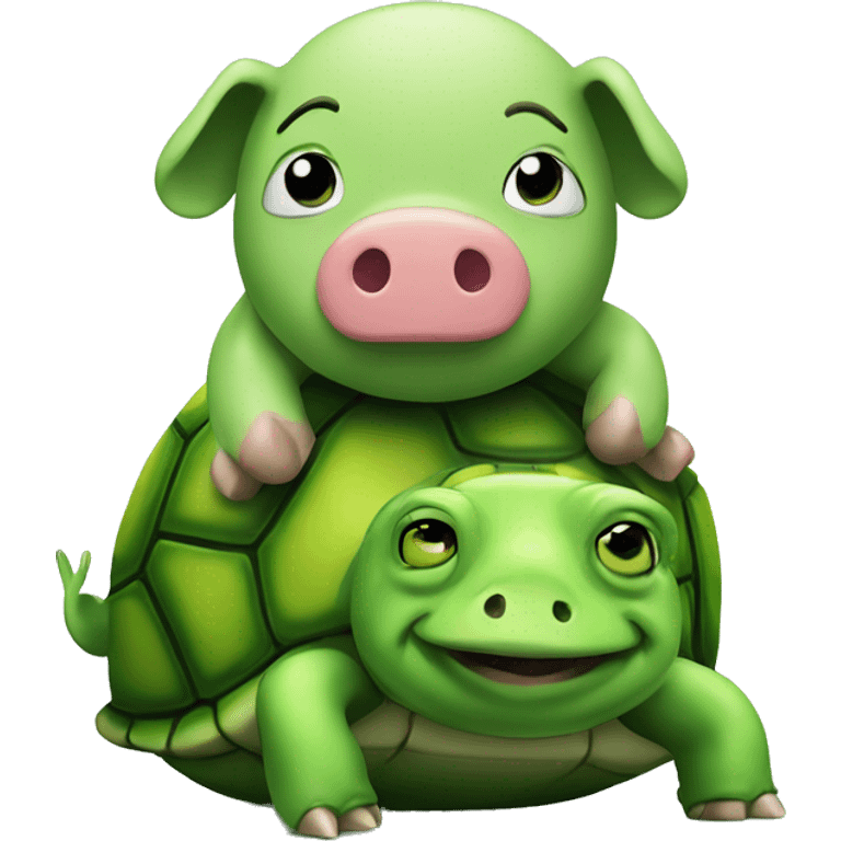 green pig and turtle emoji