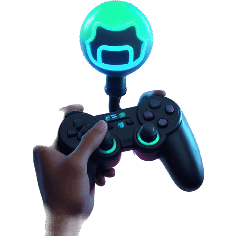 joystick in hands cyberpunk neon emoji