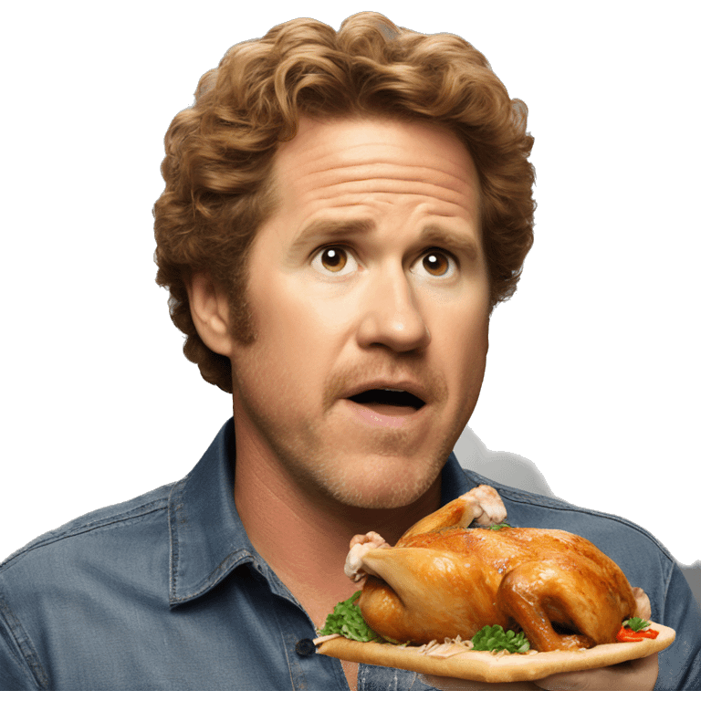 Will Farrell eating a whole chicken emoji