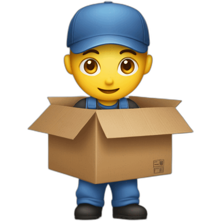 mechanic pieces around a cardboard box emoji