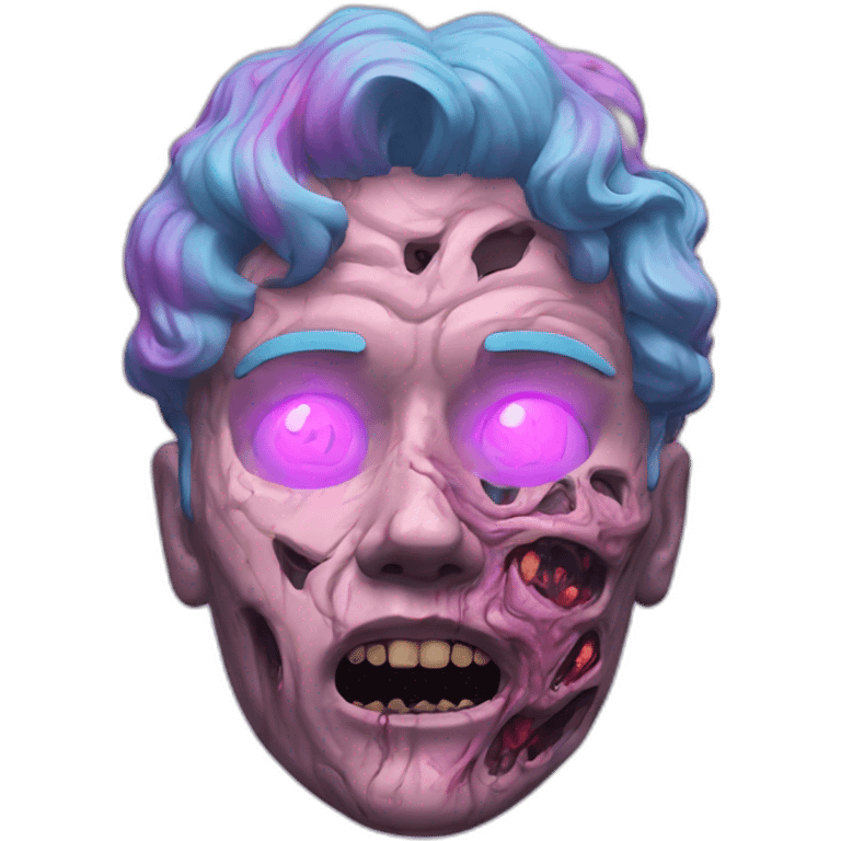 Vaporwave person, half person face half zombie face emoji