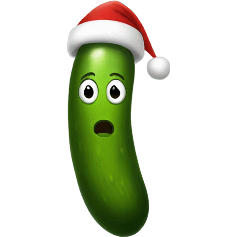 pickle in a santa hat emoji