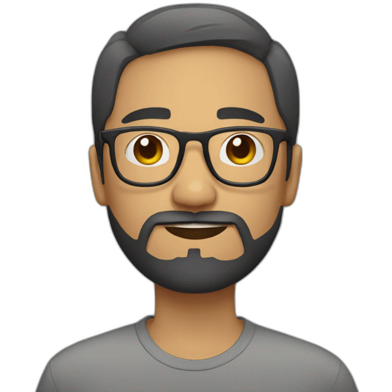 Short haired Asian Latino with beard glasses emoji