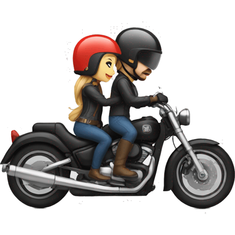 guy and girl motorcyclists in helmets emoji