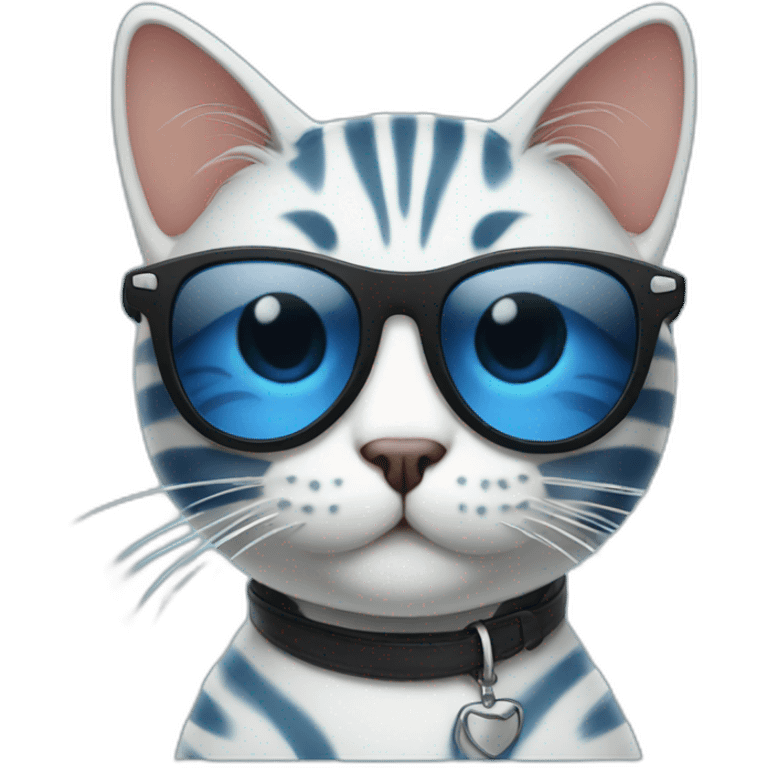 Blue stripped cat with sunglass emoji