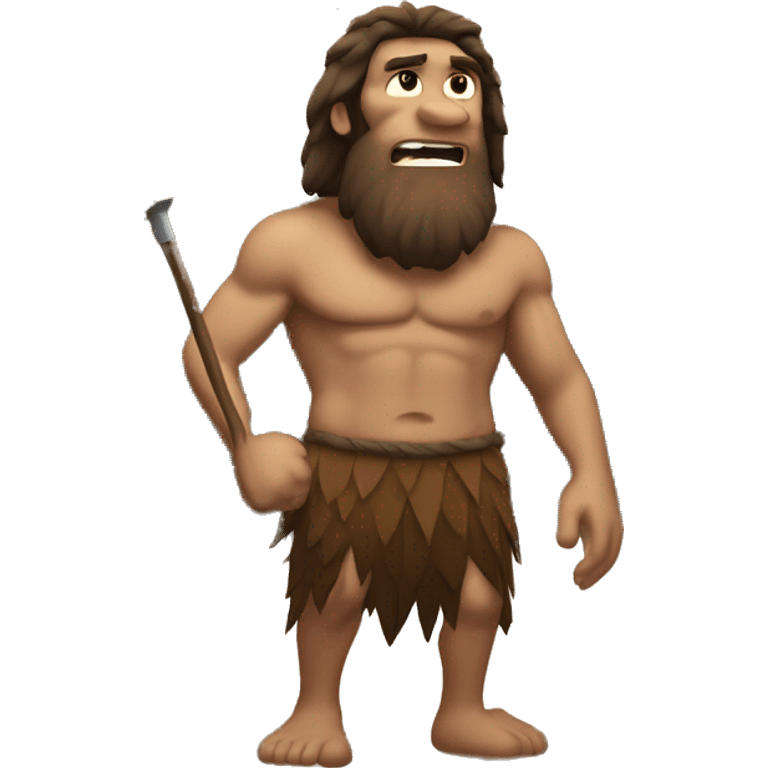 Caveman standing in slanting cave emoji