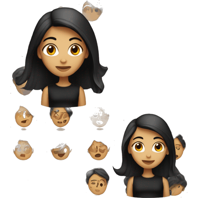 Indian woman with black hair, black shirt emoji